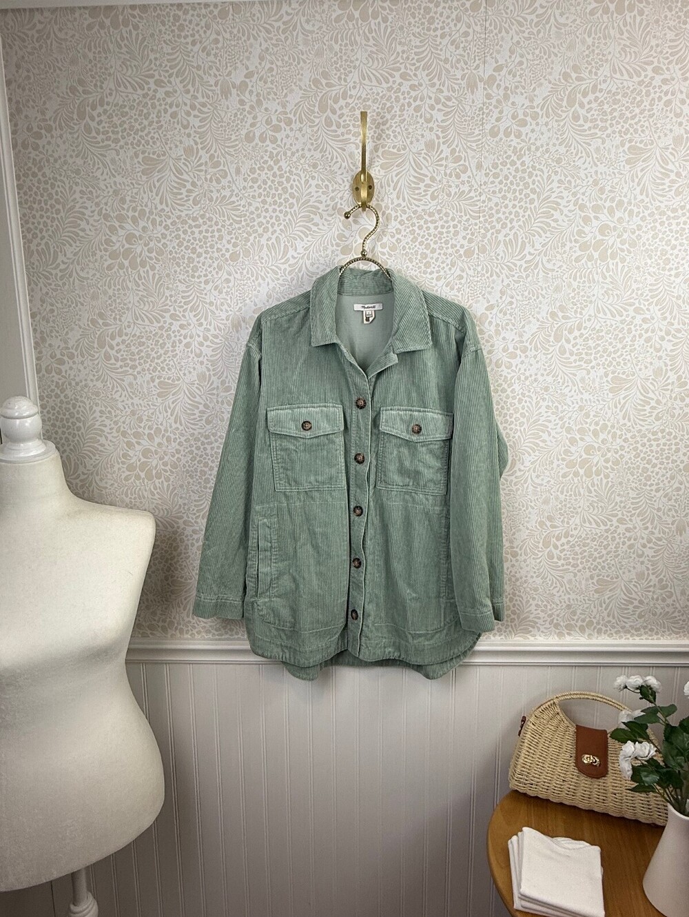 Madewell Sage Green Corduroy Yorkway Shirt-Jacket - Size - Small